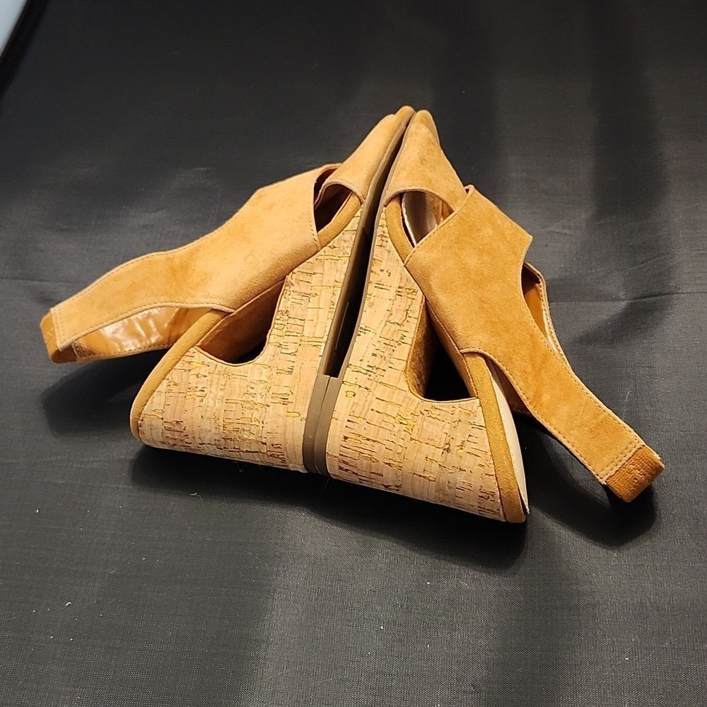 Com & Sens Suede Leather Cork Wedge Open Toe Sand… - image 8